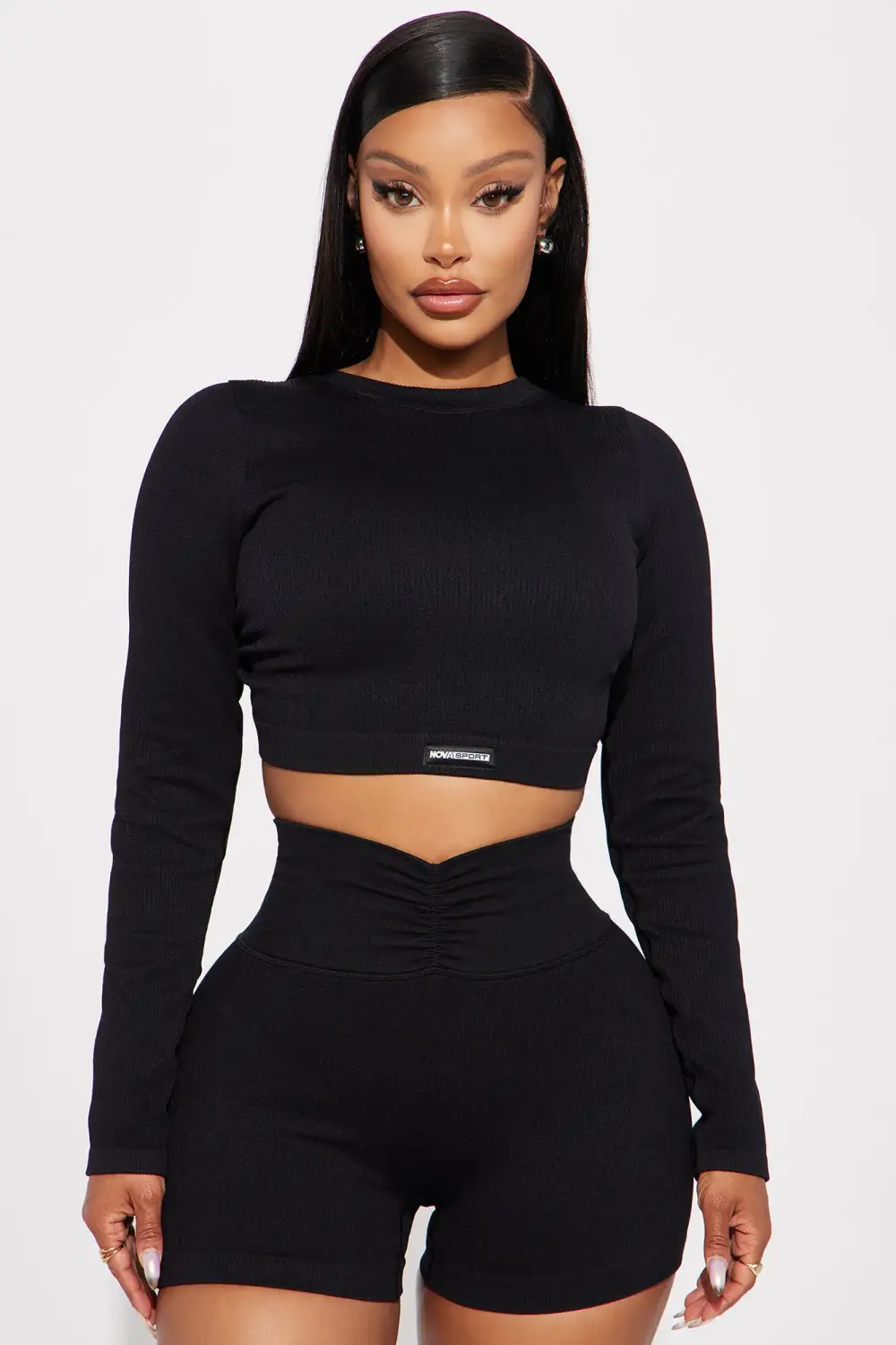 Coordination Seamless Ribbed Active Top - Black