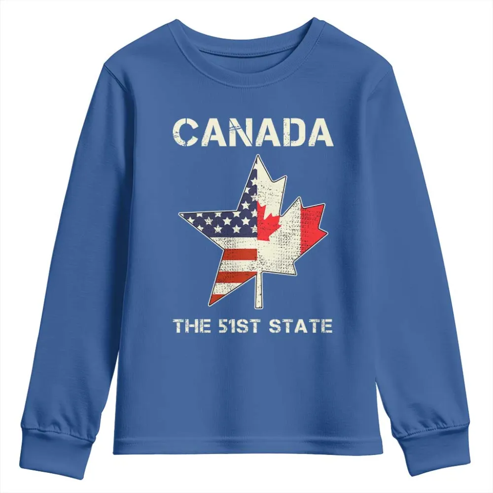 Canada The 51st State Youth Sweatshirt Maple Canadian American Flag TS09