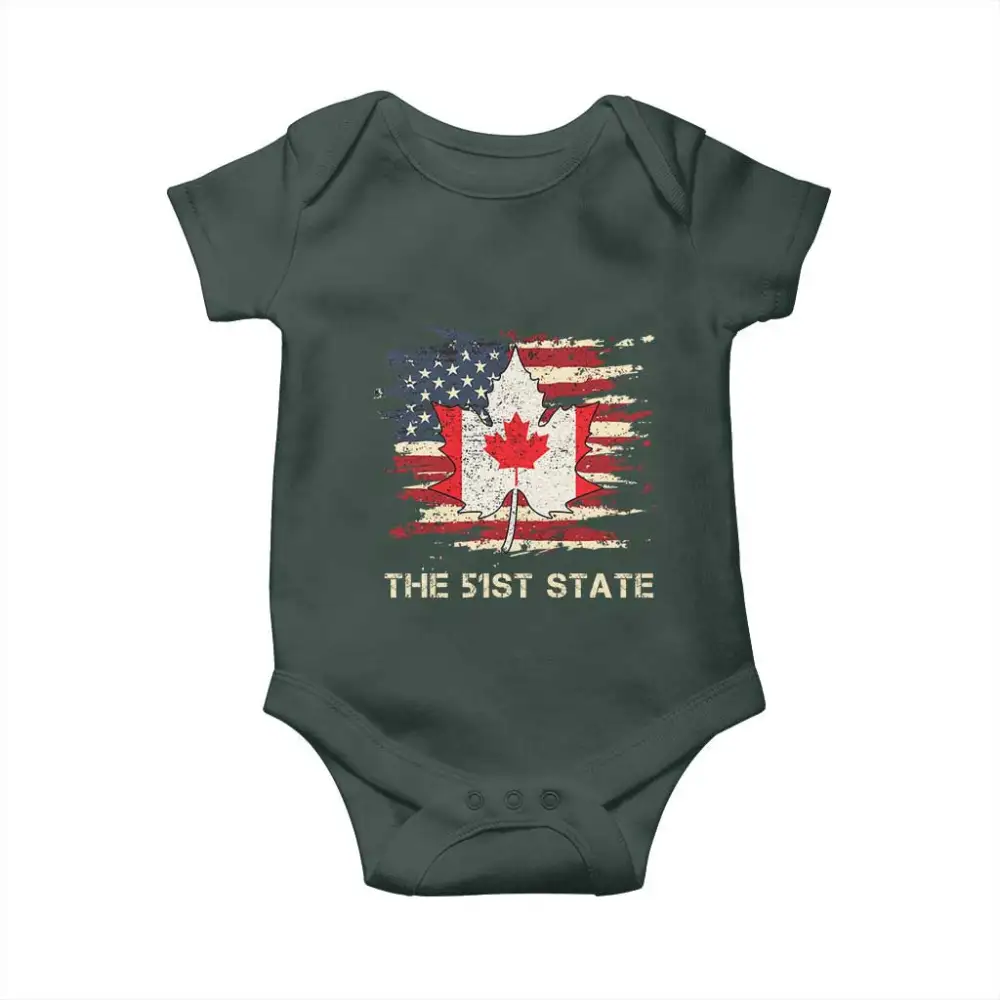 Canada The 51st State Baby Onesie Canadian Maple American Flag TS09