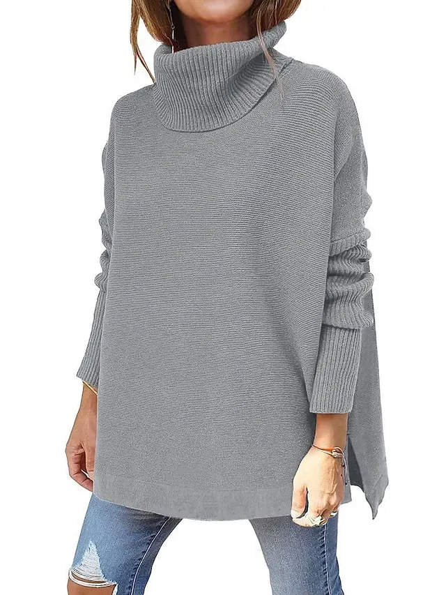Women's Sweater Pullover Jumper Criss Cross Knitted Solid Color Stylish Casual Long Sleeve Regular Fit Sweater Cardigans V Neck Fall Winter Blue Purple Pink / Holiday / Going out