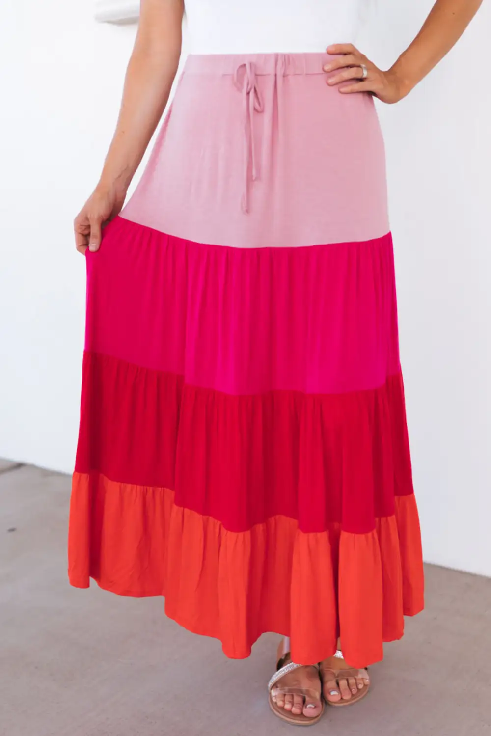 Minimal Maxi High Waist Tiered Skirt