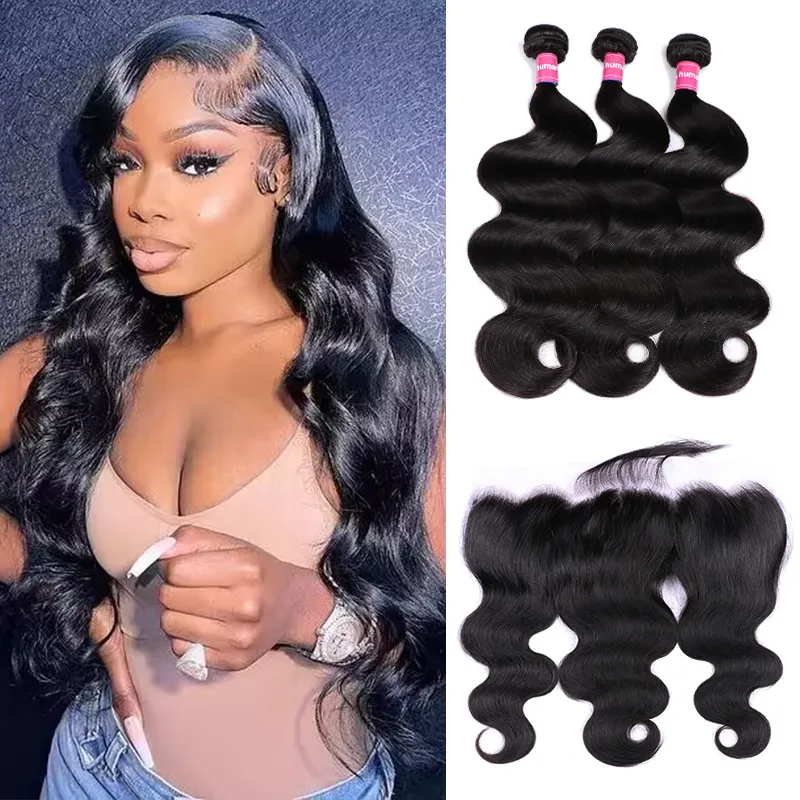 Sterly Hair Affortable Body Wave 3 Bundles With 13×4 Lace Frontal