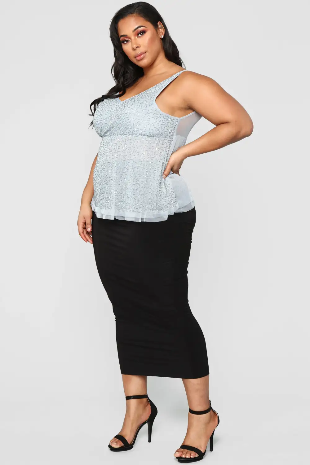 Stay Out Late Peplum Top - Slate Blue