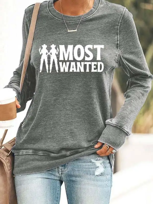 Retro Country Western Music Most Wanted Print Sweatshirt