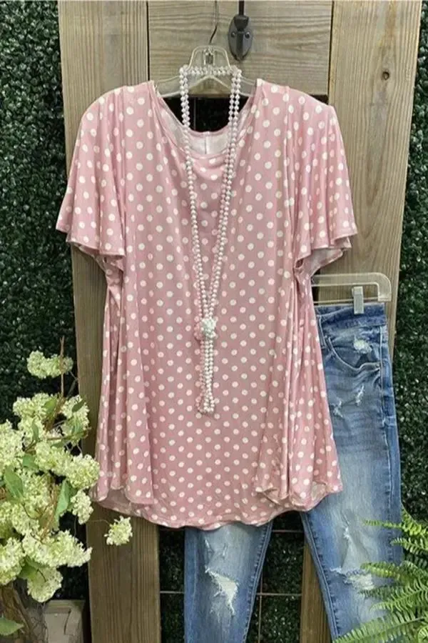 Casual Polka Dot Print T-shirt