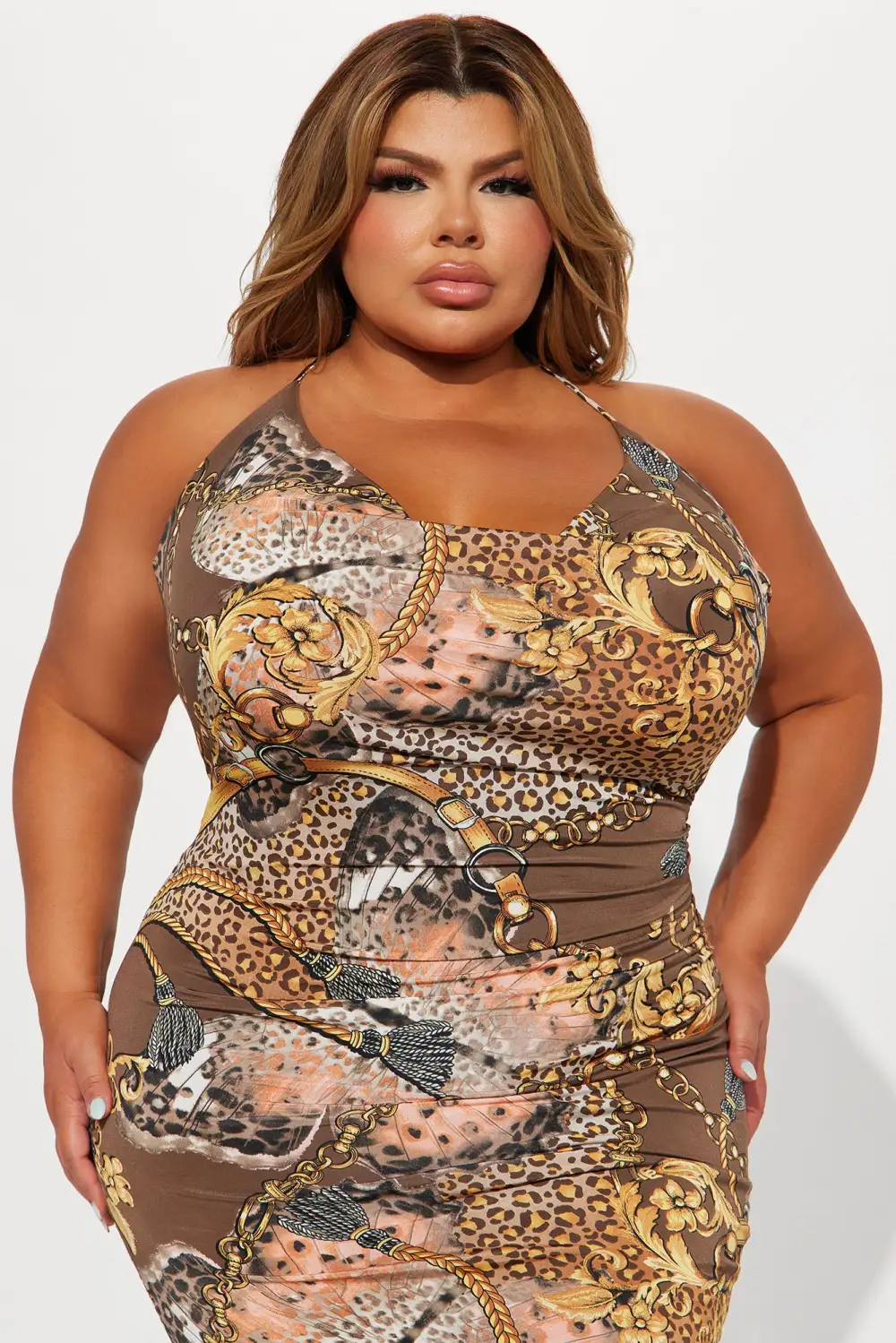 Nothing To Hide Halter Maxi Dress - Brown
