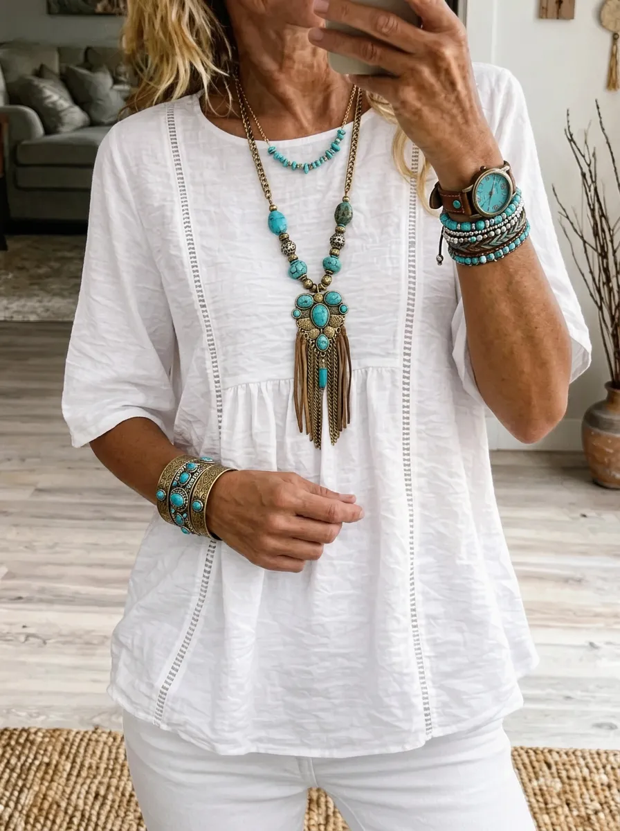 Women's Nashville Country Music Turquoise Jewelry Printed T-shirt