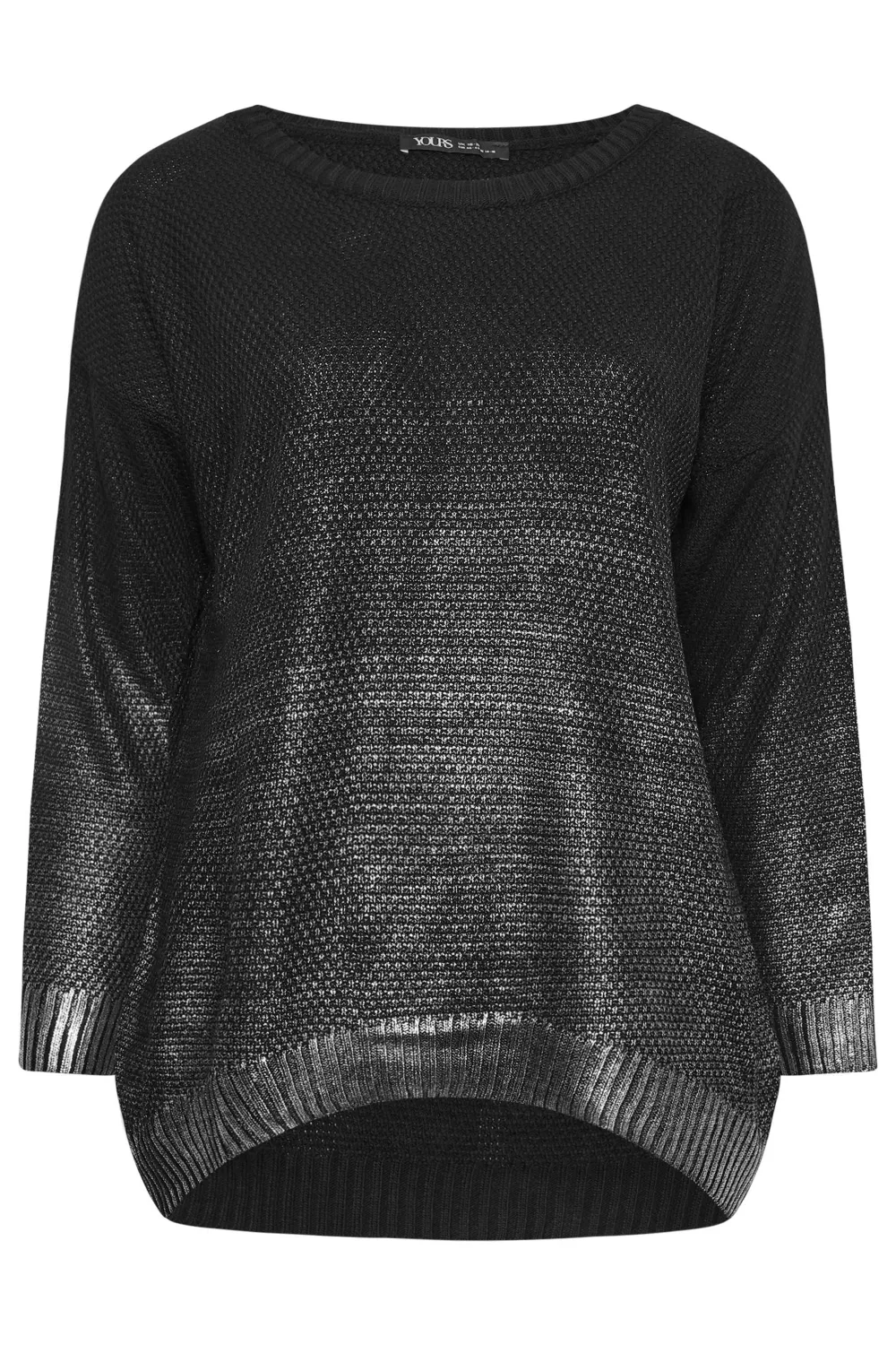 YOURS Curve Black Foil Printed Jumper