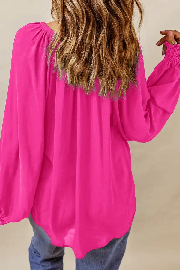 Pleated V-Neck Blouse