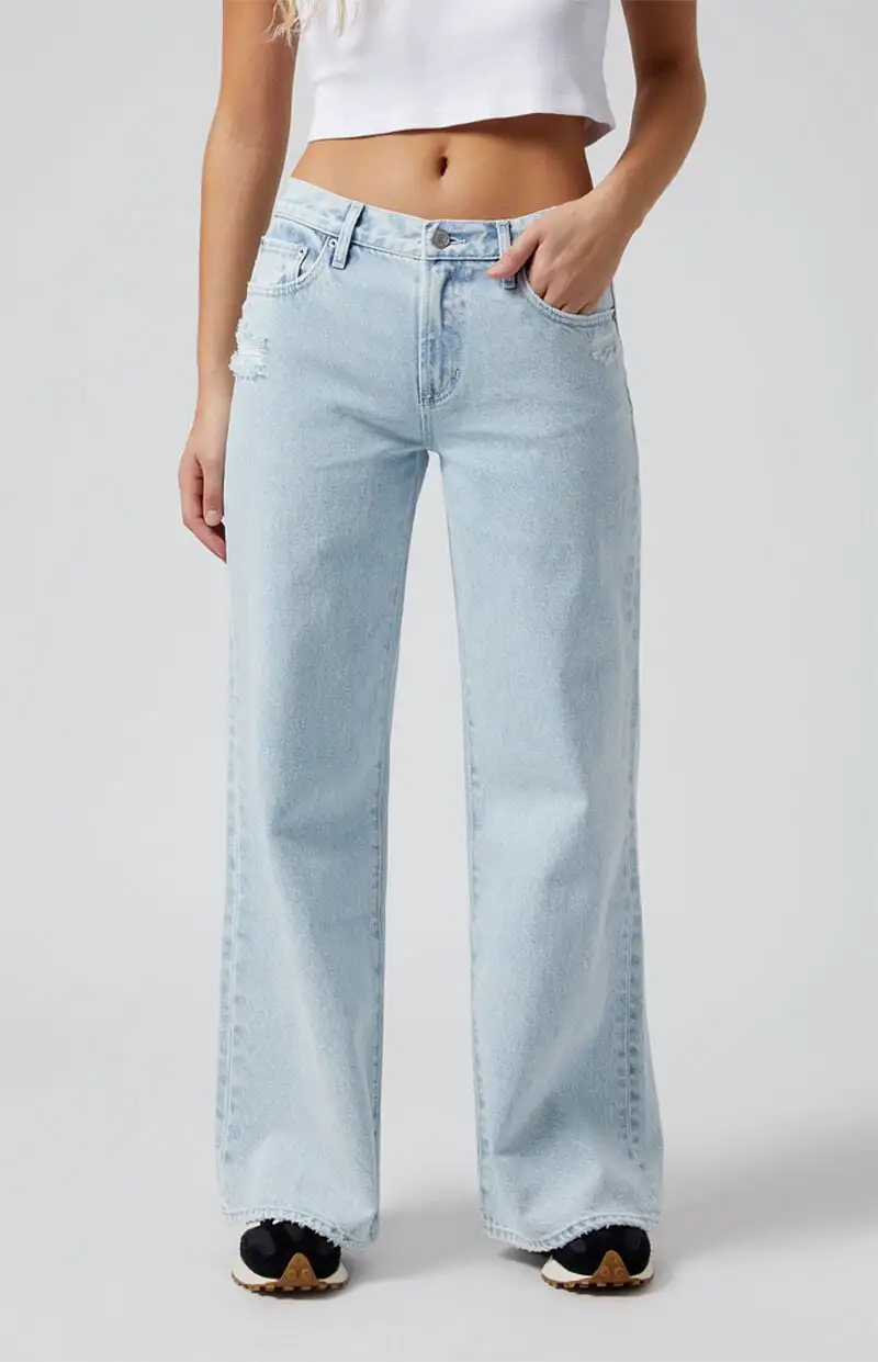PacSun Lena Ripped Super Baggy Jeans Light Indigo