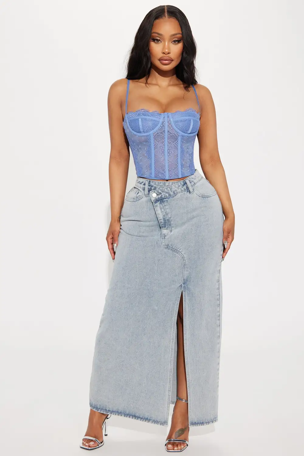 Aurora Lace Corset Top - Blue