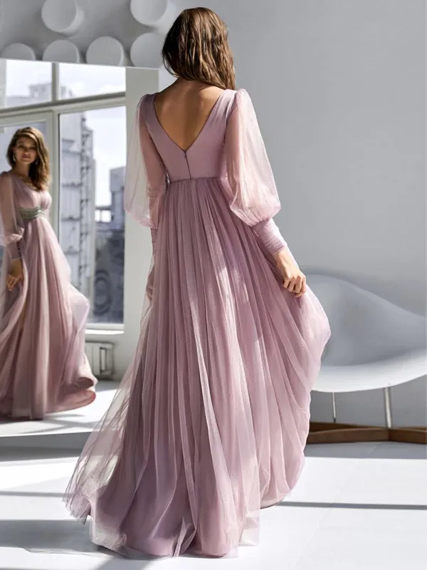 V-neck Solid Color Sequin Dress