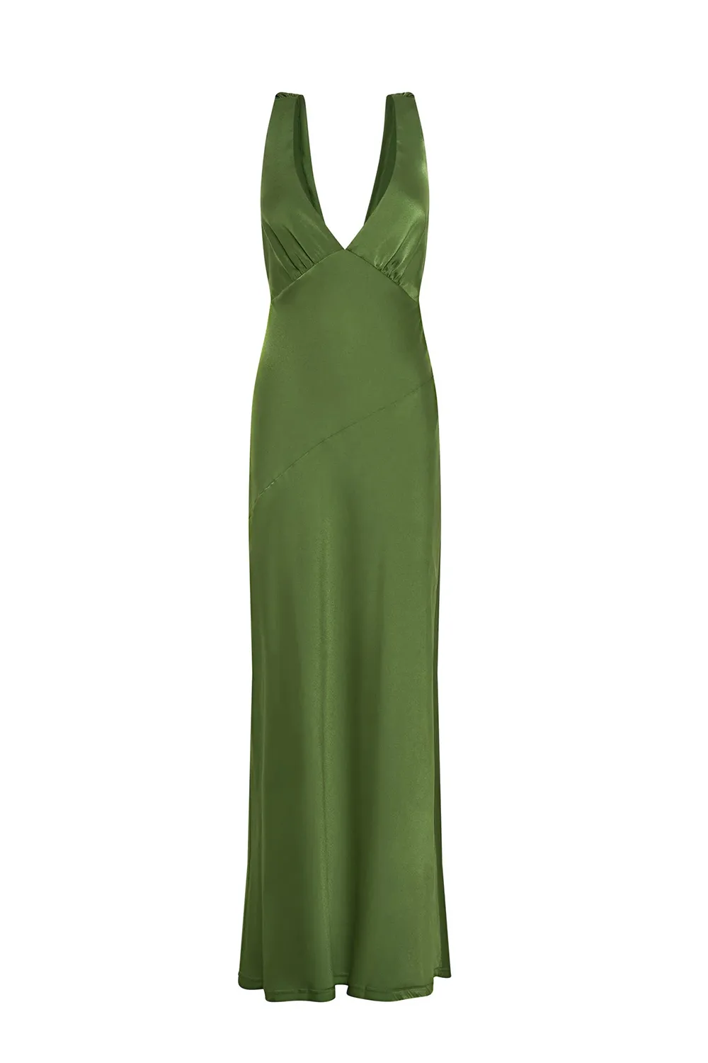 Maxi Satin Dress With Back Cowl - Emerald
