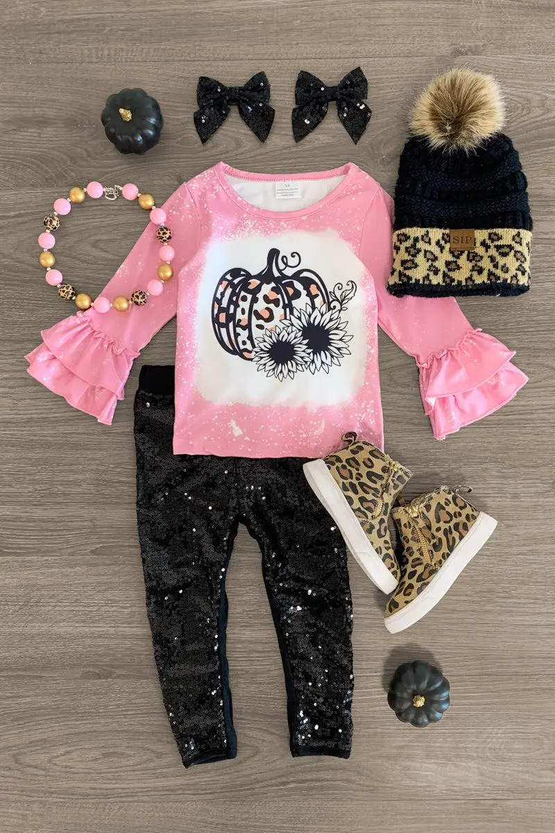 Sunflower Pumpkin Sequin Legging Set
