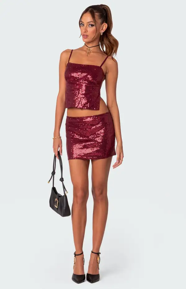 Edikted Cosmo Sequin Mini Skirt