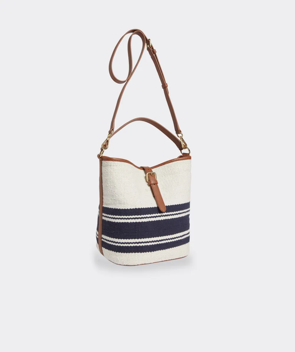 Woven Striped Bucket Bag