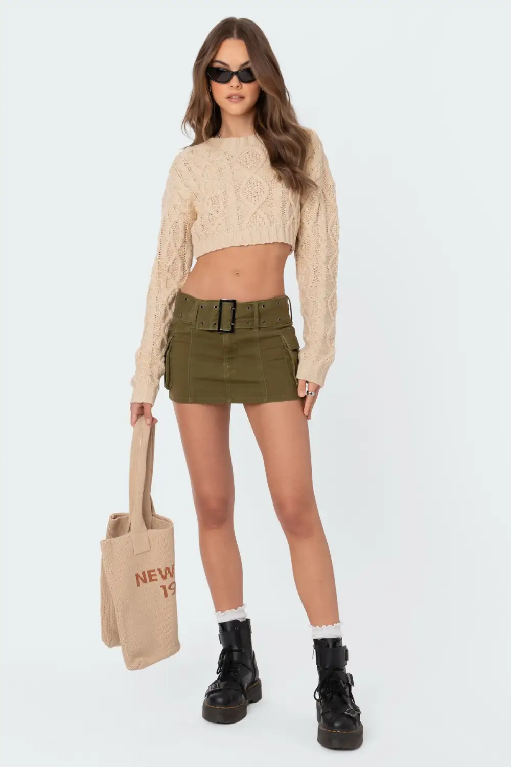 Mimi Cable Knit Cropped Sweater