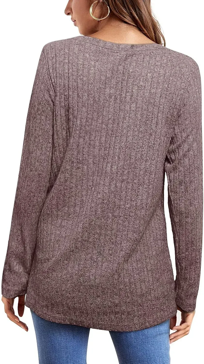 OFEEFAN Long Sleeve Shirts for Women Lightweight Crew Neck Casual Tunic Tops