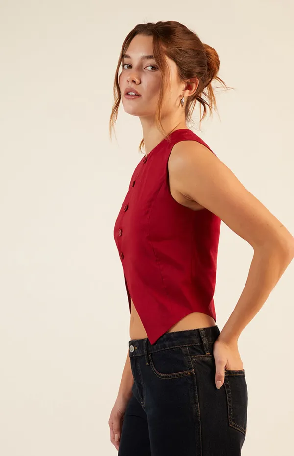 LA Hearts Button Up Asymmetrical Top