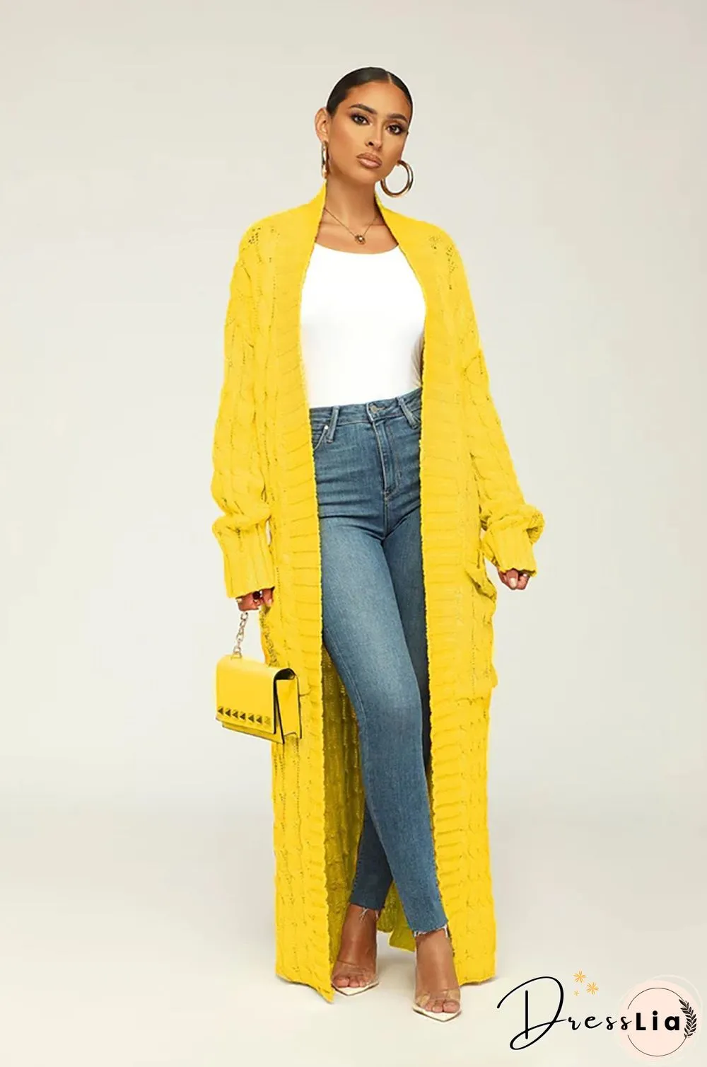 Winter Crochet Loose Long Twist Sweater Cardigan