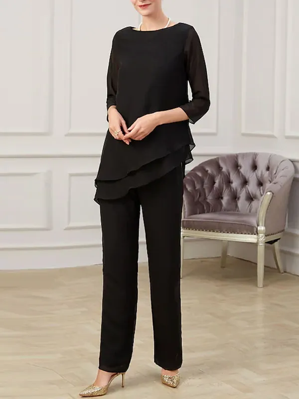 Round neck irregular temperament ladies suit