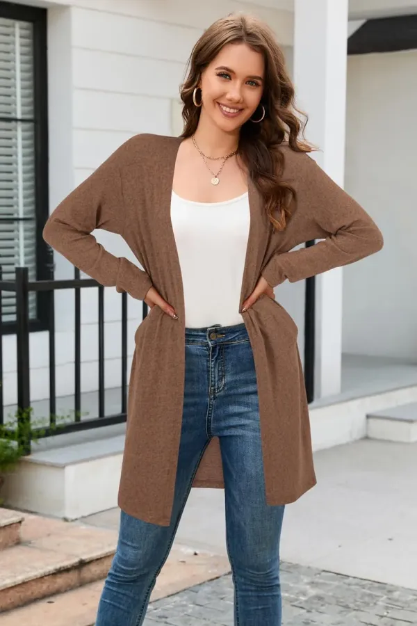 Women's Long Sleeve Lightweight Cardigan with Pockets Jacket