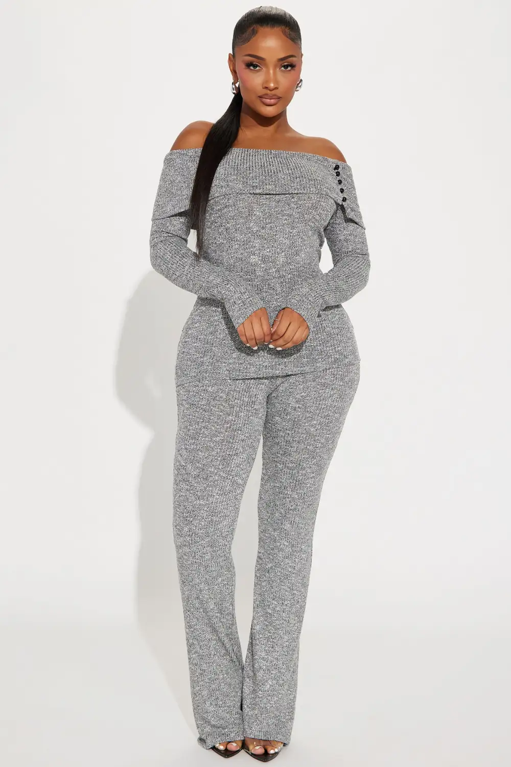 Chilly Nights Pant Set - Heather Grey
