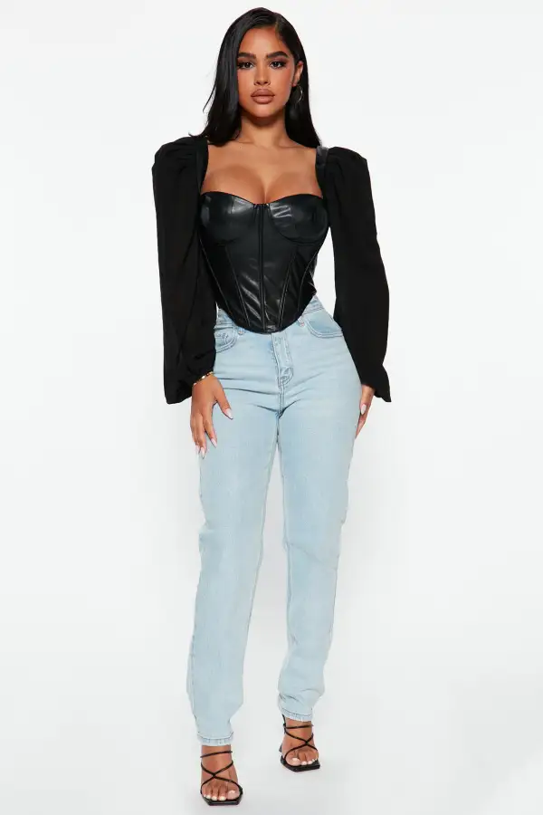 Handle It PU Corset Top - Black