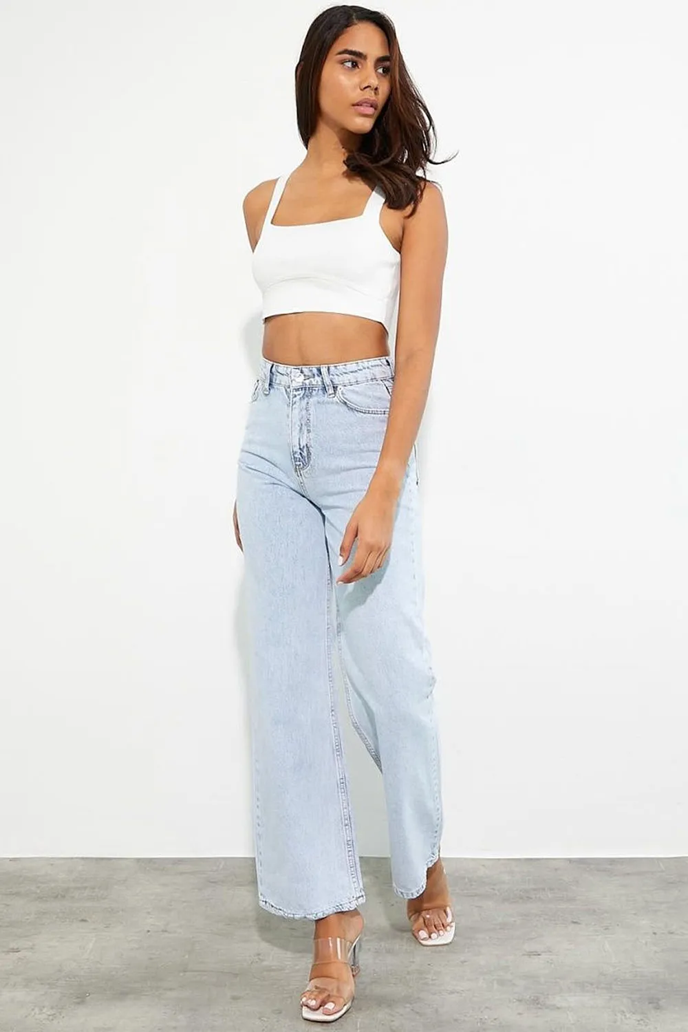 blue high waist jeans