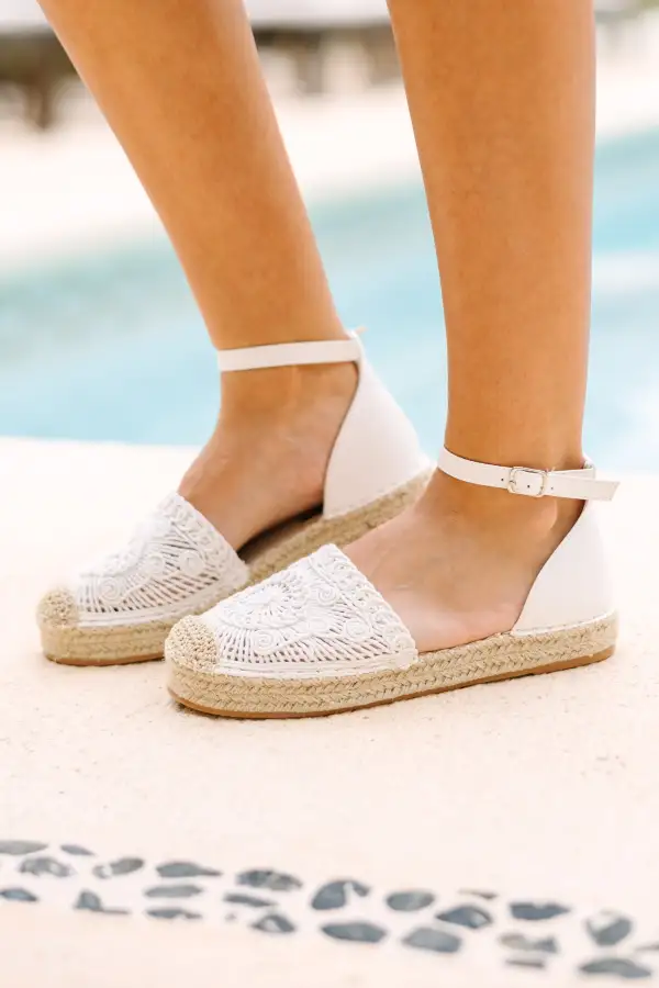 On Your Mind White Espadrille Flats