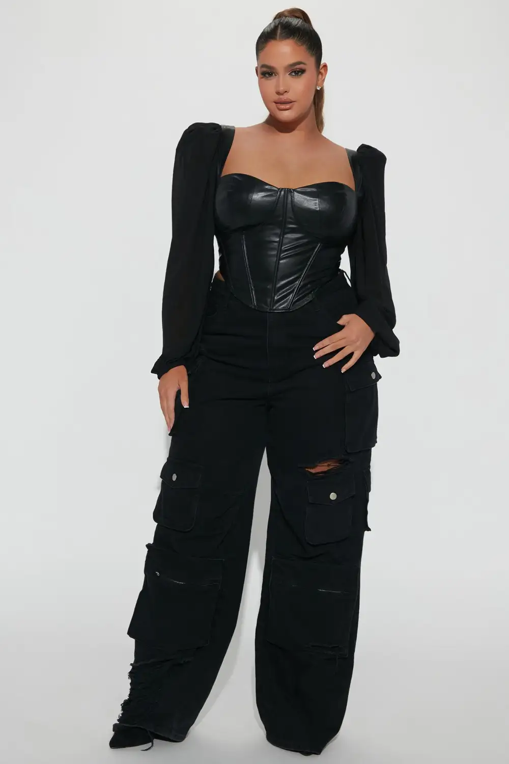 Handle It PU Corset Top - Black