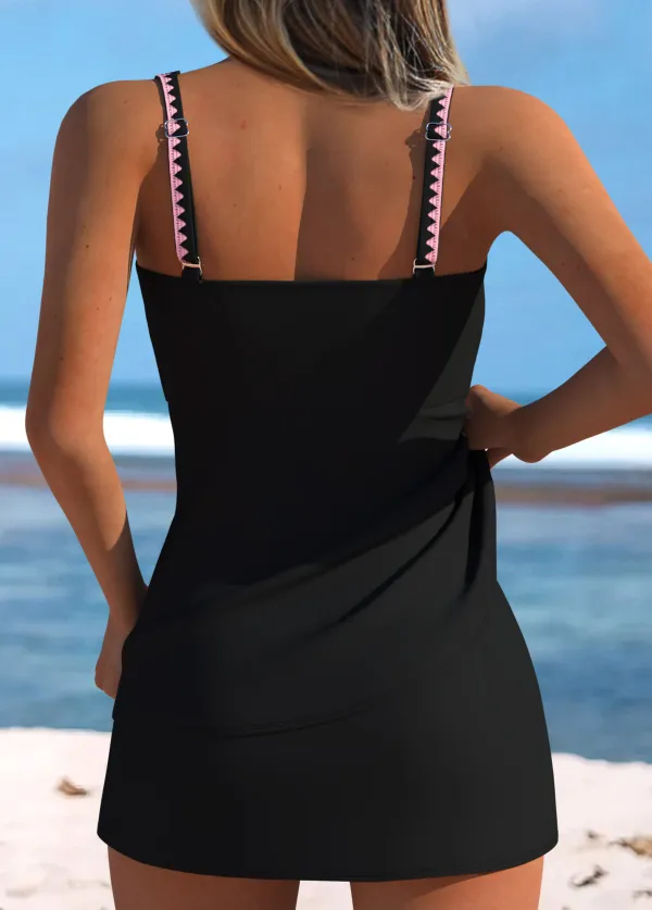 Jacquard Mid Waisted Light Pink Tankini Set