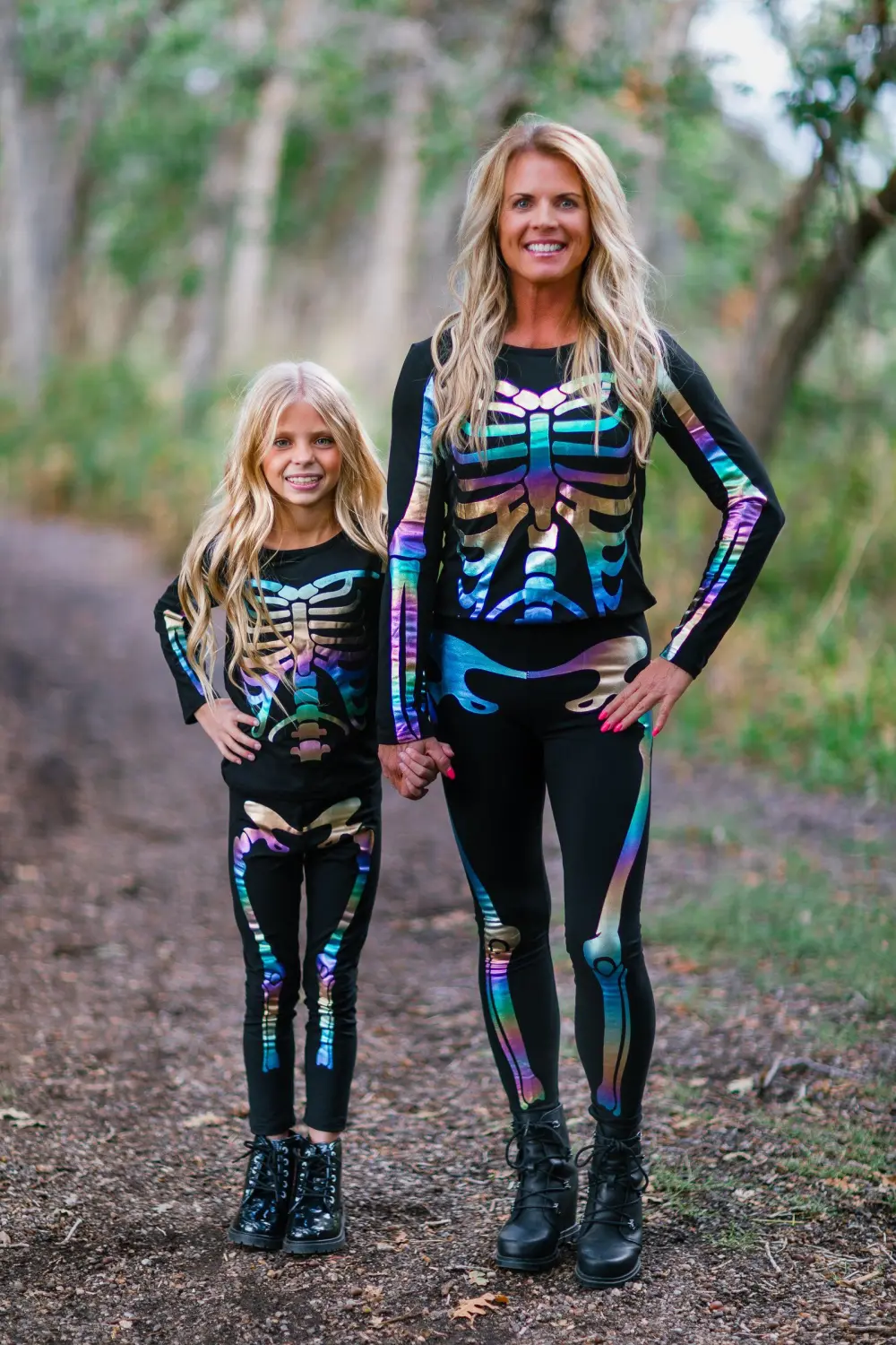 Mom & Me - Holographic Skeleton Costume Set