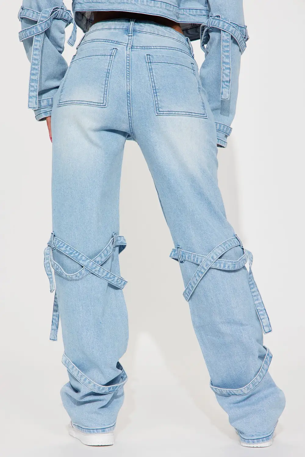 All Tied Up Stretch Straight Leg Jeans - Light Wash