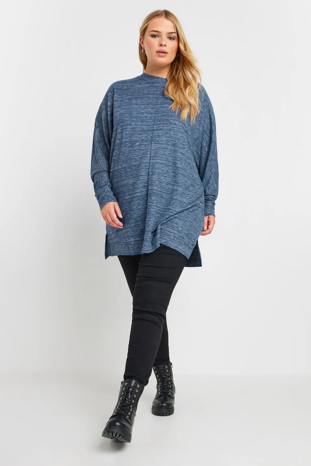 YOURS LUXURY Curve Light Grey Front Seam Detail Jumper
