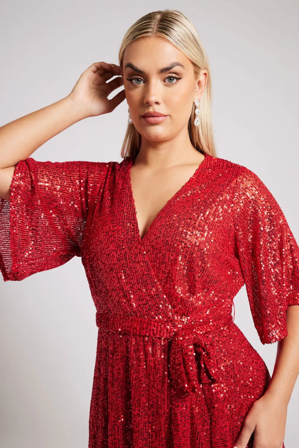 YOURS LONDON Curve Navy Blue Sequin Wrap Dress