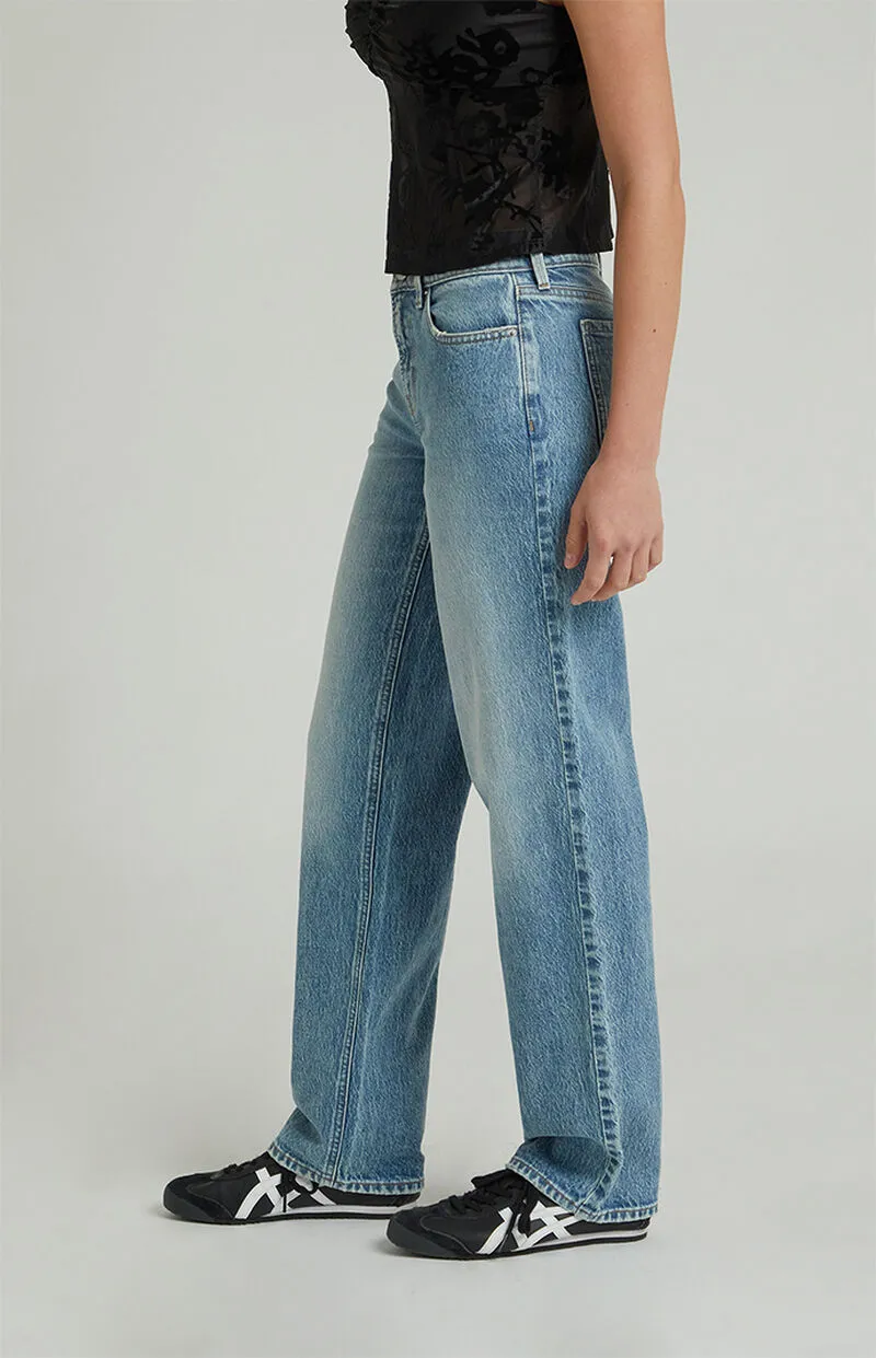 PacSun Jordyn Stretch Low Rise Straight Leg Jeans Medium Indigo