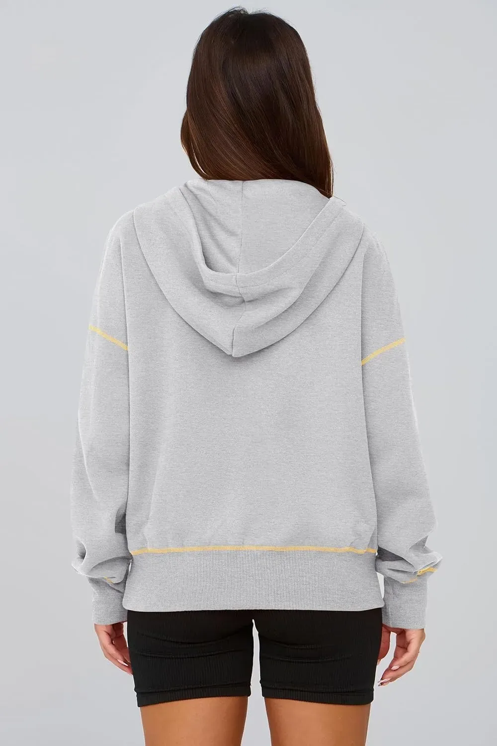 Women's Hooded Sweatshirts Long Sleeve Half Zip Cropped Hoodie Pullover Winter Fashion Clothes