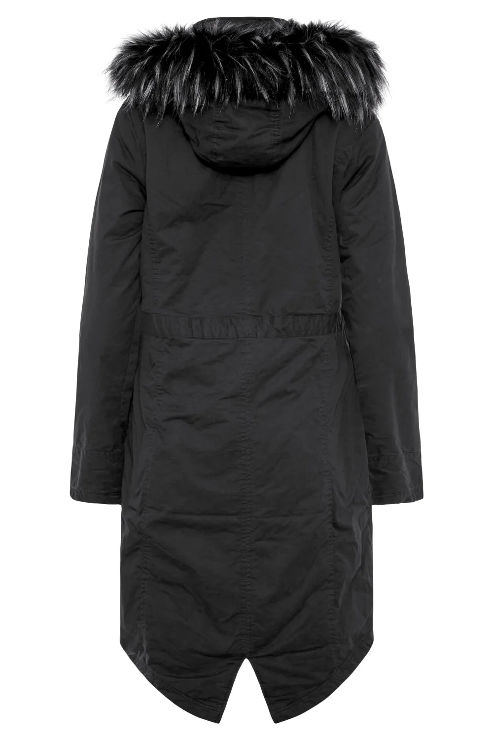 LTS Tall Black Faux Fur Trim Parka