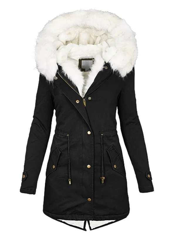 Ladies winter warm hooded coat
