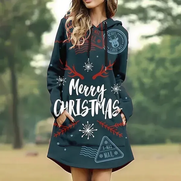 Reindeer letter Masquerade Hoodie Pullover Women's Christmas Christmas Carnival Masquerade Adults' Christmas New Year Eve Polyester Top