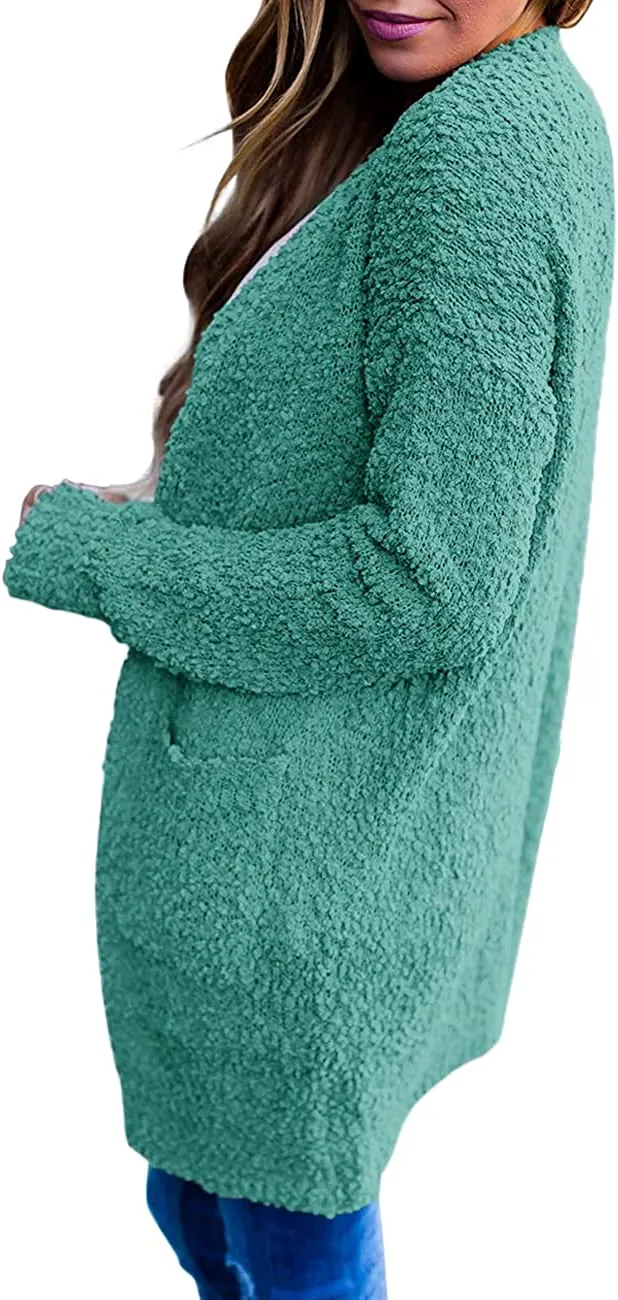 Women's Long Sleeve Soft Chunky Knit Sweater Open Front Cardigans Outwear Coat