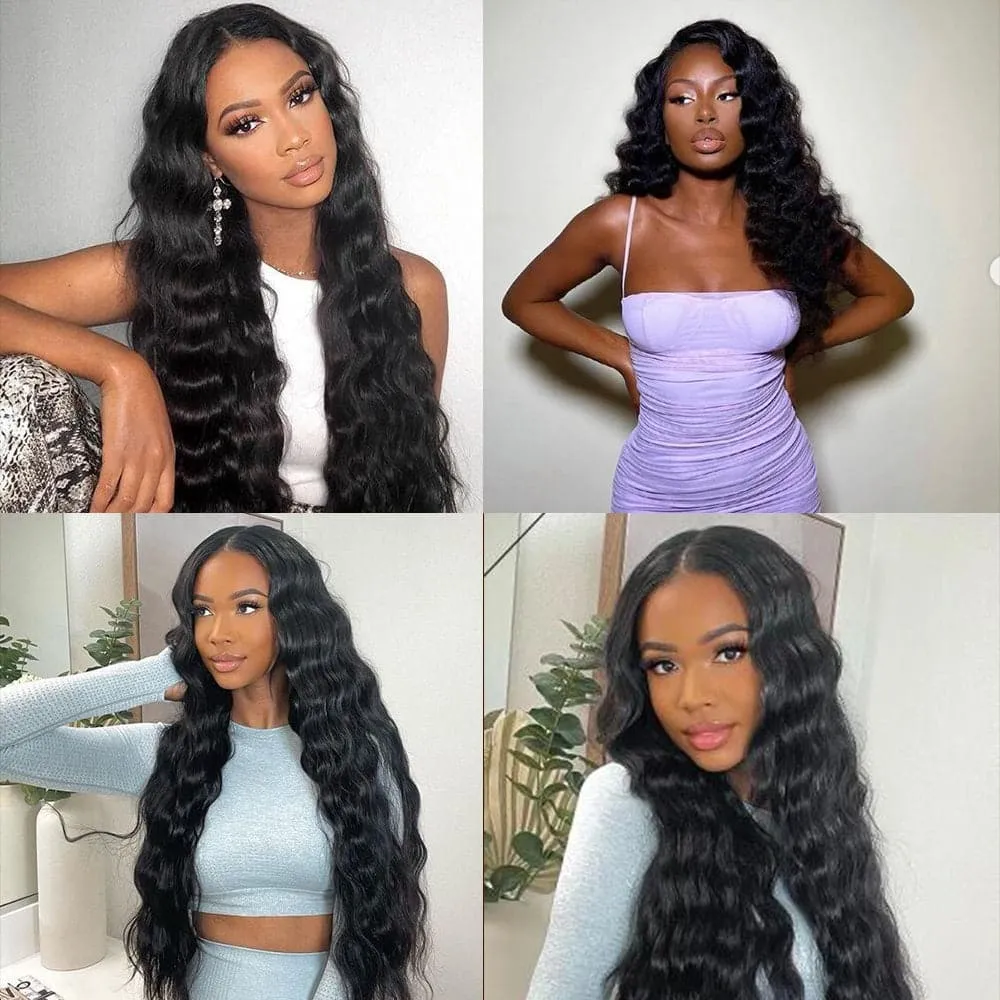 Sterly Unprocessed Loose Deep Wave Virgin Hair 3 Bundles with 4×4 Lace Closure Hand-tied