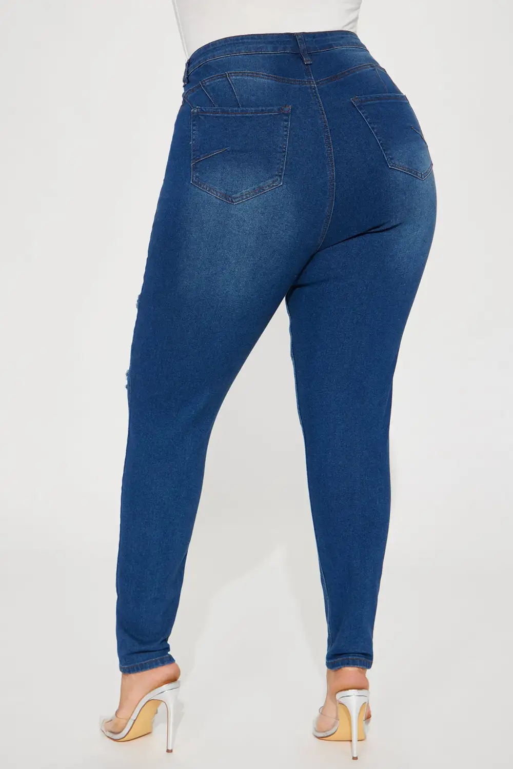Back It Up Ripped Booty Lifting Stretch Skinny Jeans - Dark Wash