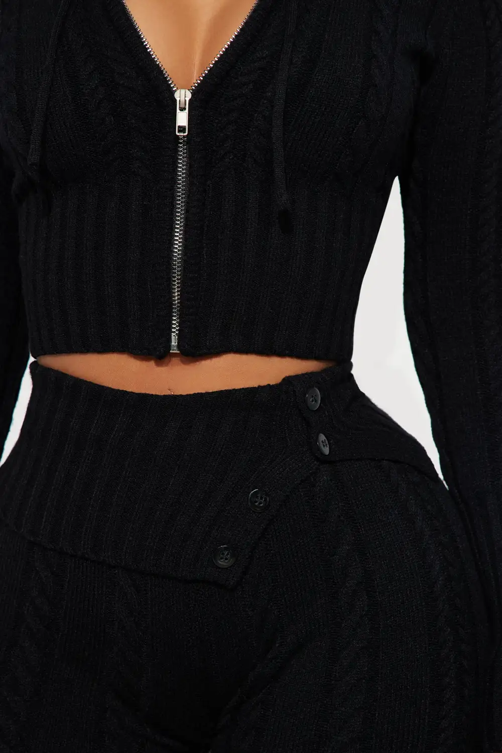 Soft Energy Sweater Short Set - Black