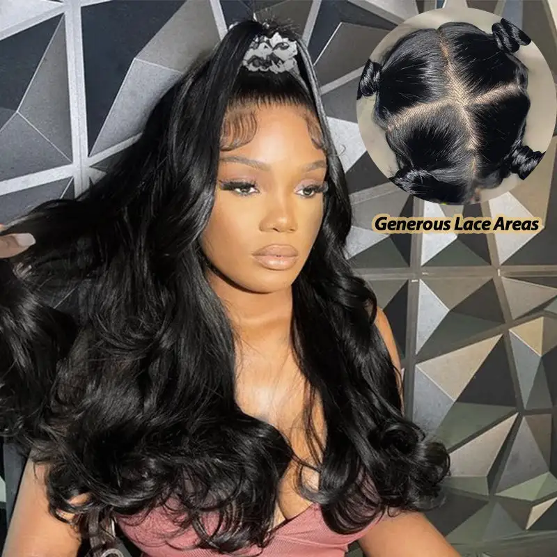 #1 Jet Black Full Lace Wig 180% Density Transparent Lace 100% Virgin Human Hair Wig