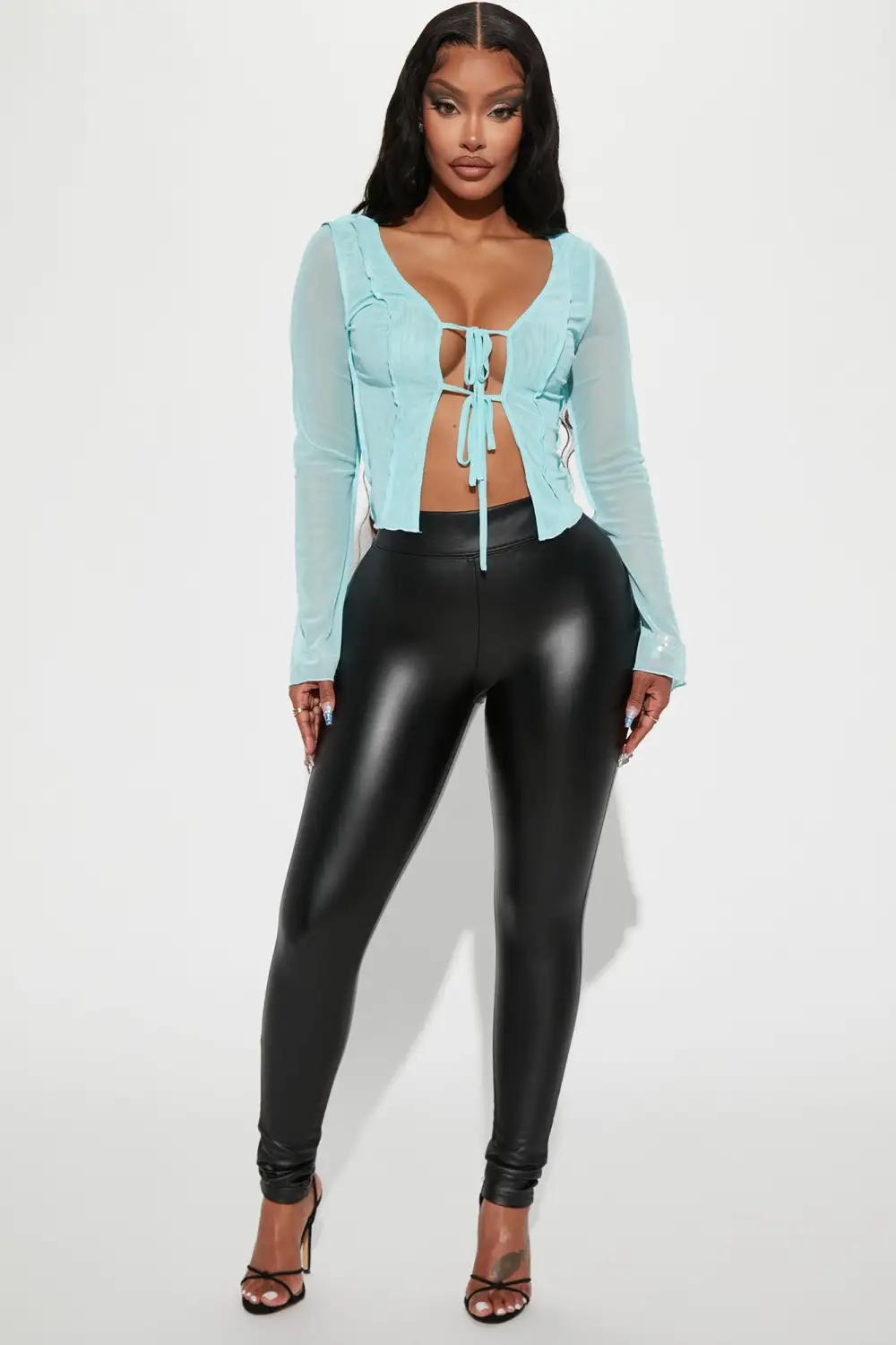 Guiselle Tie Front Top - Teal
