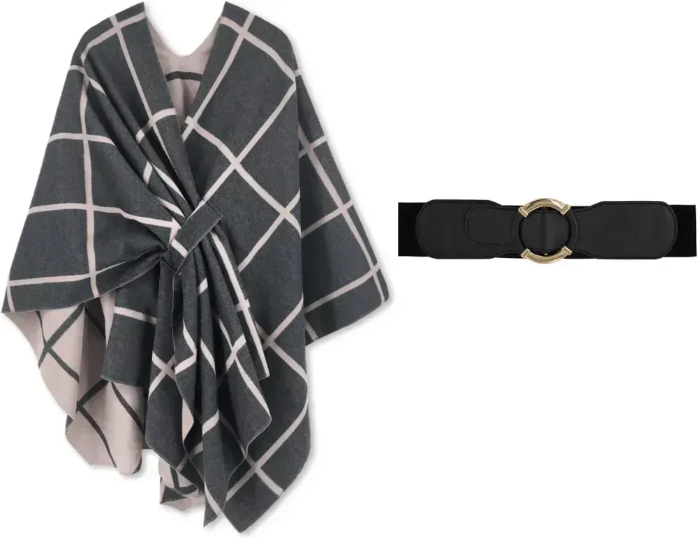 Women's Shawl Wrap Poncho Ruana Cape Open Front Cardigan Shawls for Fall Winter