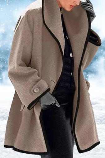 Fleece Line Colorblock Lapel Coat