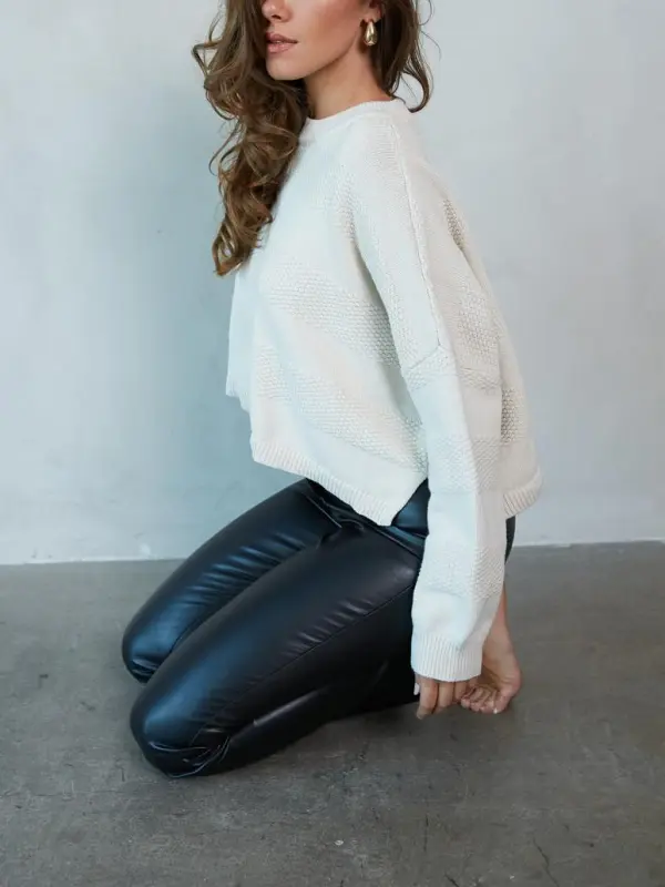 Jess Tonal Striped Knit Cropped Sweater